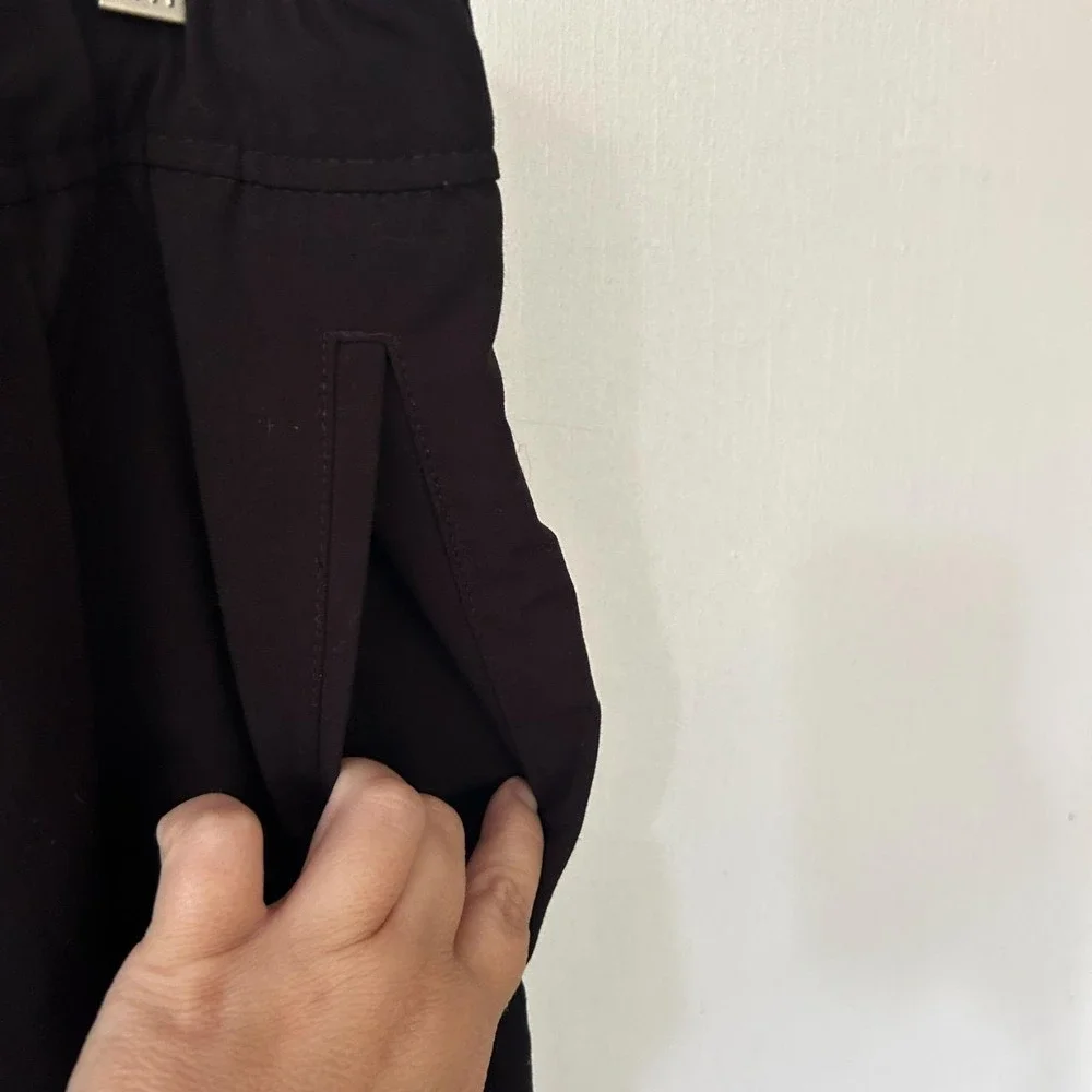 Old Navy High Rise Billie Pants Womens Large Black Pockets Tie Waist Minimalist